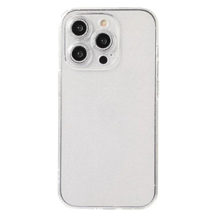 For iPhone 14 Pro Max Case Shiny Ring Lens Protector Glitter Powder Anti-drop TPU Cover