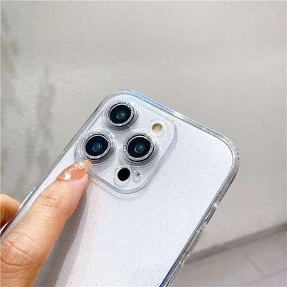 For iPhone 14 Pro Max Case Shiny Ring Lens Protector Glitter Powder Anti-drop TPU Cover