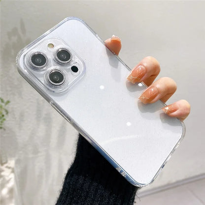 For iPhone 14 Pro Max Case Shiny Ring Lens Protector Glitter Powder Anti-drop TPU Cover
