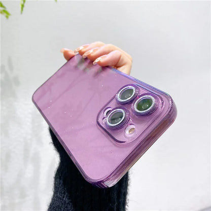 For iPhone 14 Pro Max Case Shiny Ring Lens Protector Glitter Powder Anti-drop TPU Cover