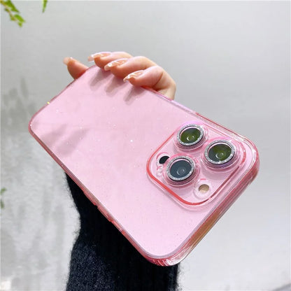 For iPhone 14 Pro Max Case Shiny Ring Lens Protector Glitter Powder Anti-drop TPU Cover