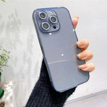 For iPhone 14 Pro Max Case Shiny Ring Lens Protector Glitter Powder Anti-drop TPU Cover
