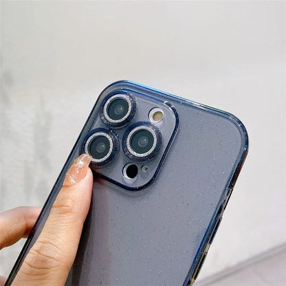 For iPhone 14 Pro Max Case Shiny Ring Lens Protector Glitter Powder Anti-drop TPU Cover
