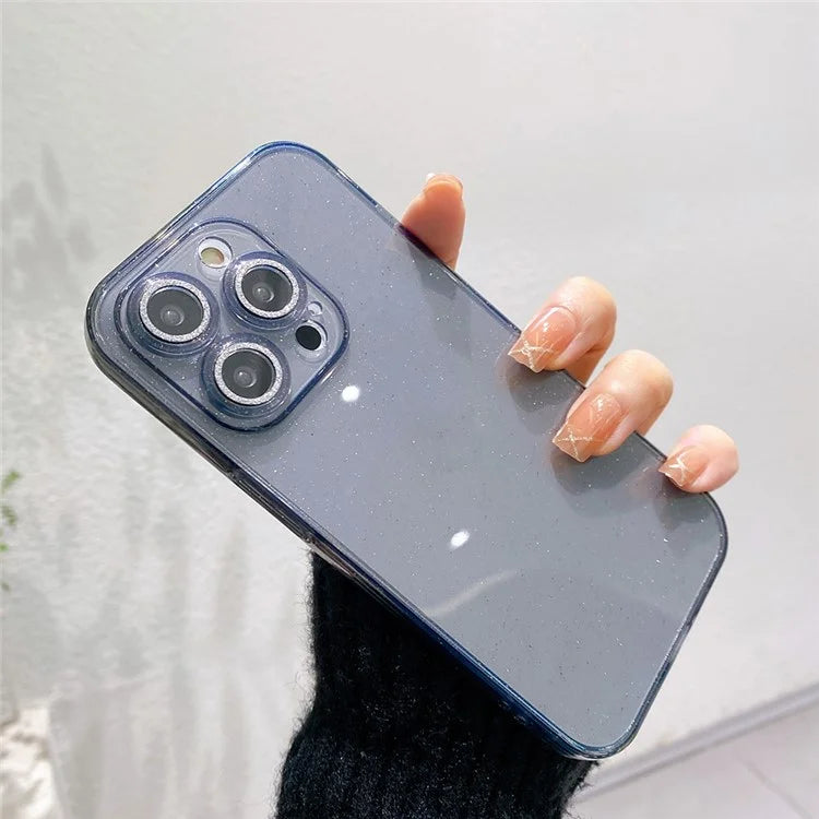 For iPhone 14 Pro Max Case Shiny Ring Lens Protector Glitter Powder Anti-drop TPU Cover