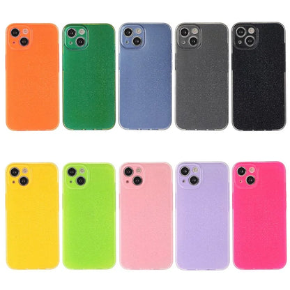 For iPhone 14 Plus Case Glittery Powder Jelly TPU Anti-drop Phone Back Cover
