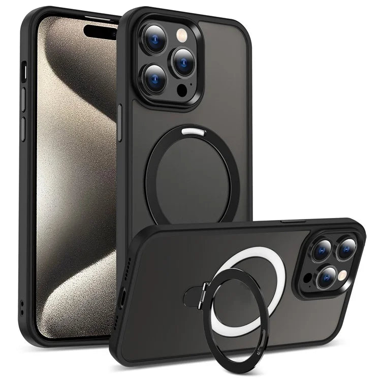 For iPhone 15 Pro Case Compatible with MagSafe Ring Kickstand TPU+PC Phone Cover