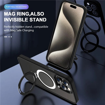 For iPhone 15 Pro Case Compatible with MagSafe Ring Kickstand TPU+PC Phone Cover