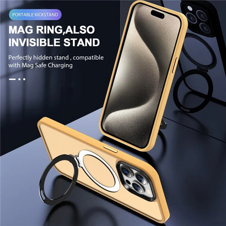 For iPhone 15 Pro Case Compatible with MagSafe Ring Kickstand TPU+PC Phone Cover