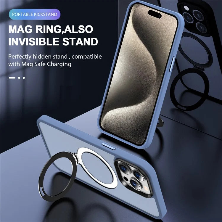 For iPhone 15 Pro Case Compatible with MagSafe Ring Kickstand TPU+PC Phone Cover