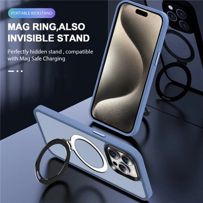 For iPhone 15 Pro Case Compatible with MagSafe Ring Kickstand TPU+PC Phone Cover