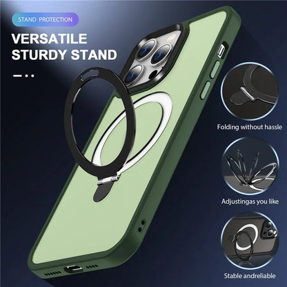 For iPhone 15 Pro Case Compatible with MagSafe Ring Kickstand TPU+PC Phone Cover