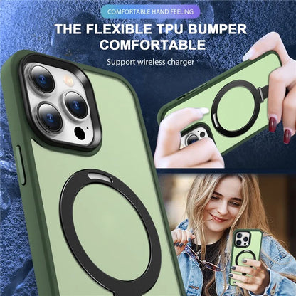 For iPhone 15 Pro Case Compatible with MagSafe Ring Kickstand TPU+PC Phone Cover
