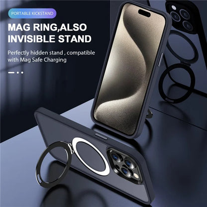 For iPhone 15 Pro Case Compatible with MagSafe Ring Kickstand TPU+PC Phone Cover