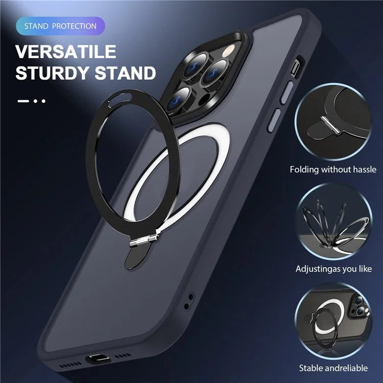 For iPhone 15 Pro Case Compatible with MagSafe Ring Kickstand TPU+PC Phone Cover
