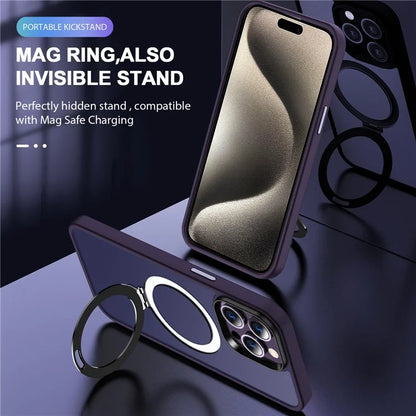 For iPhone 15 Pro Case Compatible with MagSafe Ring Kickstand TPU+PC Phone Cover