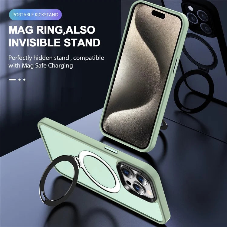 For iPhone 15 Pro Case Compatible with MagSafe Ring Kickstand TPU+PC Phone Cover