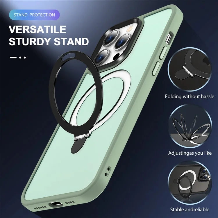For iPhone 15 Pro Case Compatible with MagSafe Ring Kickstand TPU+PC Phone Cover