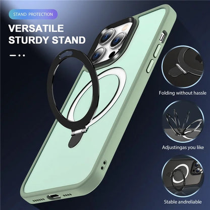 For iPhone 15 Pro Case Compatible with MagSafe Ring Kickstand TPU+PC Phone Cover