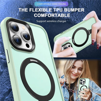 For iPhone 15 Pro Case Compatible with MagSafe Ring Kickstand TPU+PC Phone Cover