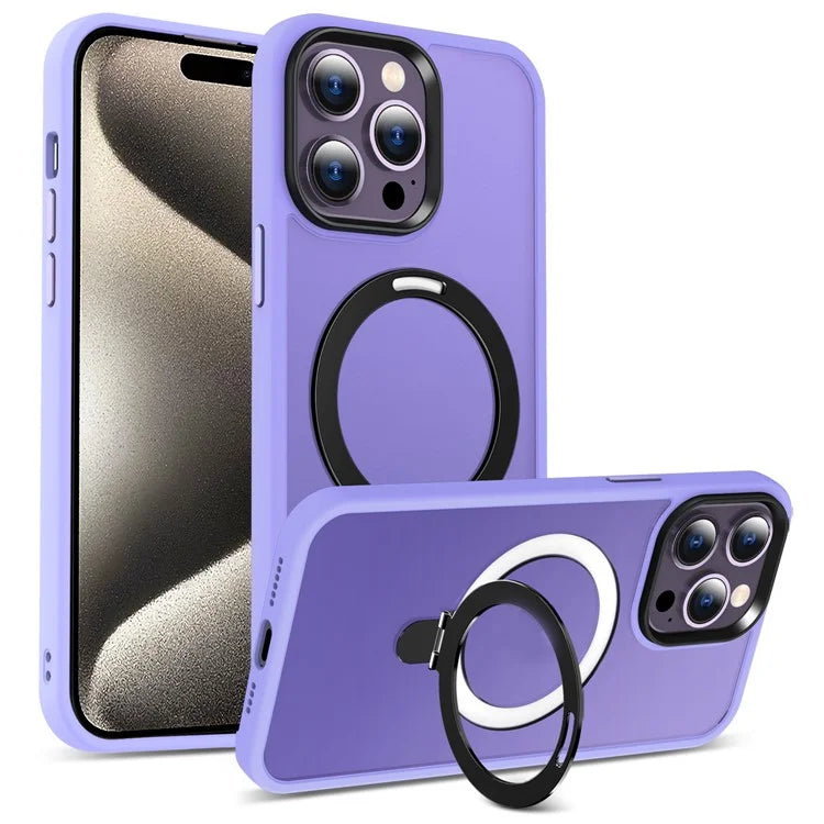 For iPhone 15 Pro Case Compatible with MagSafe Ring Kickstand TPU+PC Phone Cover