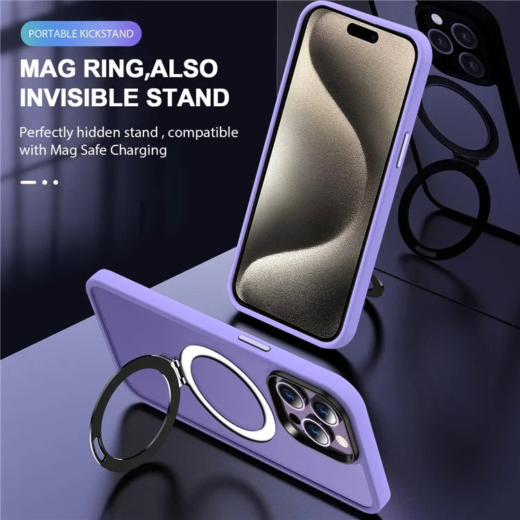 For iPhone 15 Pro Case Compatible with MagSafe Ring Kickstand TPU+PC Phone Cover