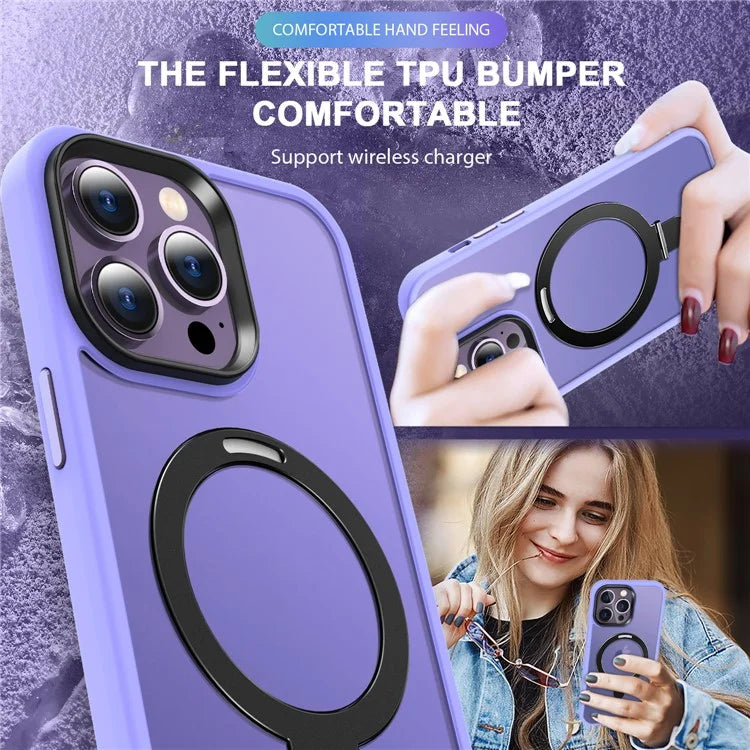 For iPhone 15 Pro Case Compatible with MagSafe Ring Kickstand TPU+PC Phone Cover