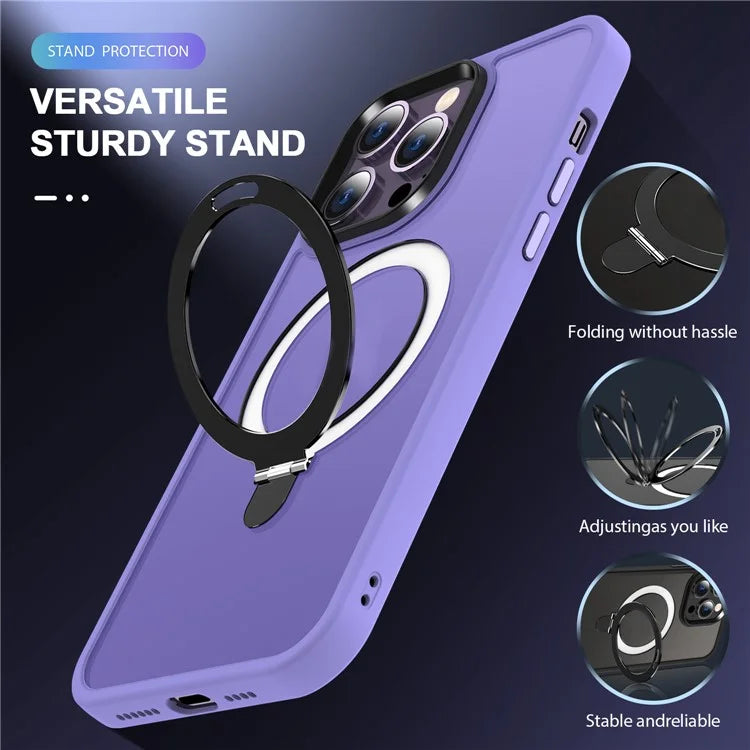 For iPhone 15 Pro Max Case Compatible with MagSafe TPU+PC Phone Cover with Ring Kickstand
