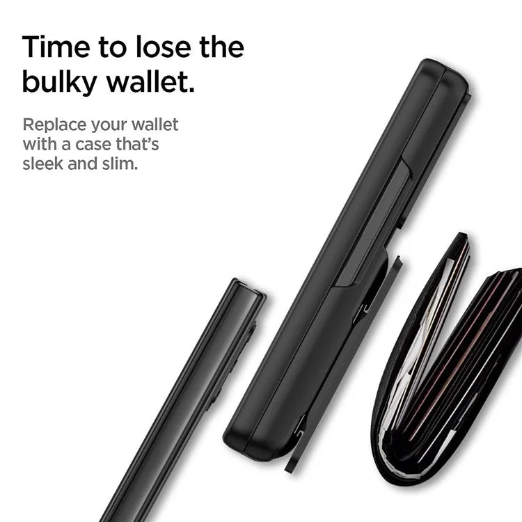 For Samsung Galaxy Z Fold5 5G Case Sliding Lens Lid Phone Cover with Screen Film, Detachable Card Holder