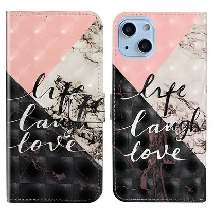 For iPhone 15 Wallet Case PU Leather Pattern Printing Stand Phone Cover