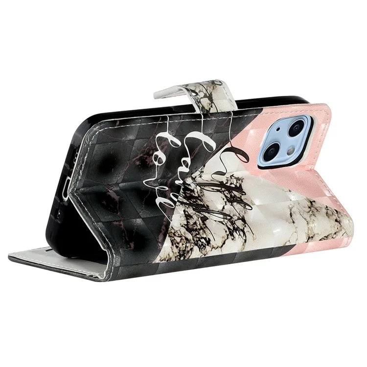 For iPhone 15 Wallet Case PU Leather Pattern Printing Stand Phone Cover