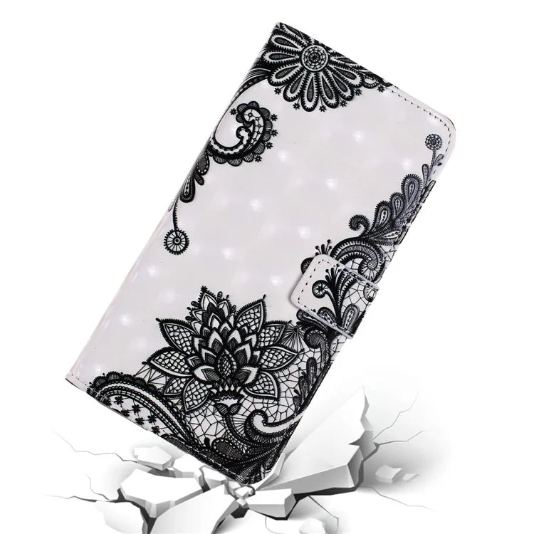 For iPhone 15 Wallet Case PU Leather Pattern Printing Stand Phone Cover