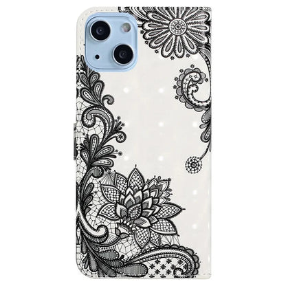 For iPhone 15 Wallet Case PU Leather Pattern Printing Stand Phone Cover