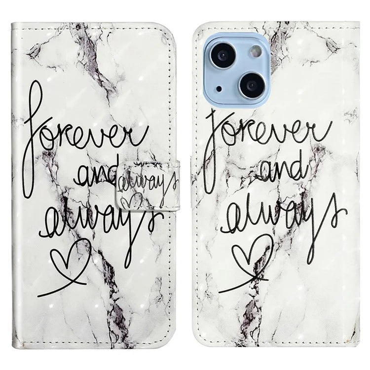 For iPhone 15 Wallet Case PU Leather Pattern Printing Stand Phone Cover