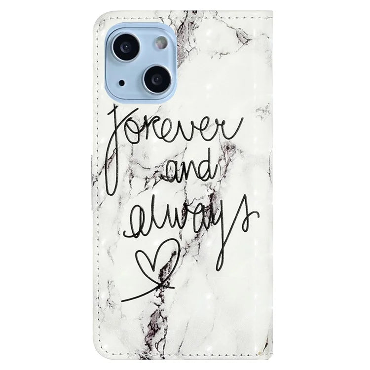 For iPhone 15 Wallet Case PU Leather Pattern Printing Stand Phone Cover