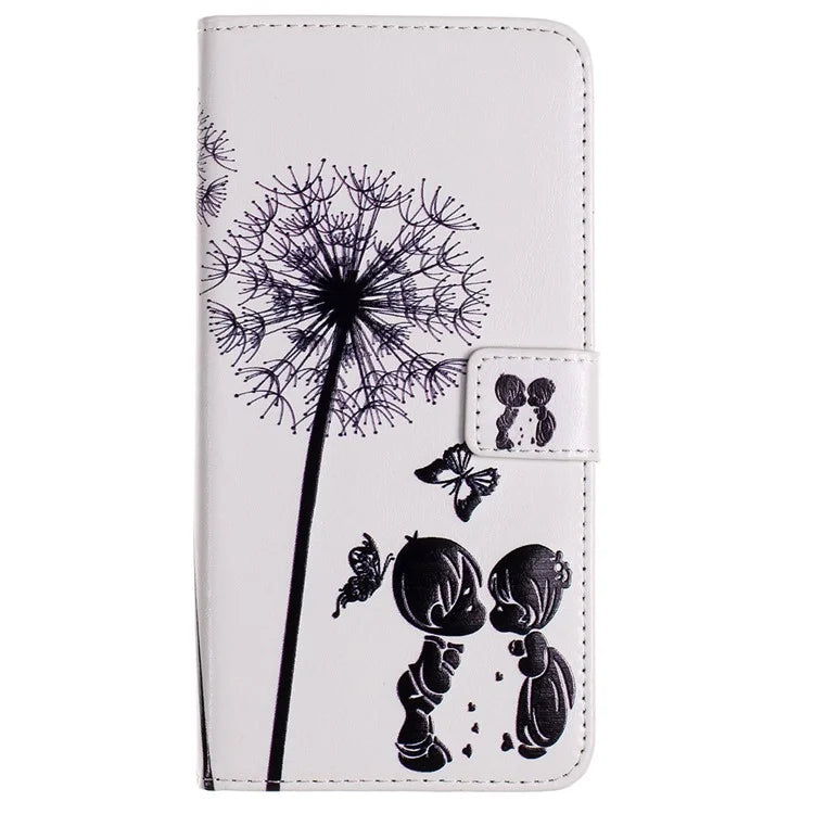 For iPhone 15 Wallet Case PU Leather Pattern Printing Stand Phone Cover