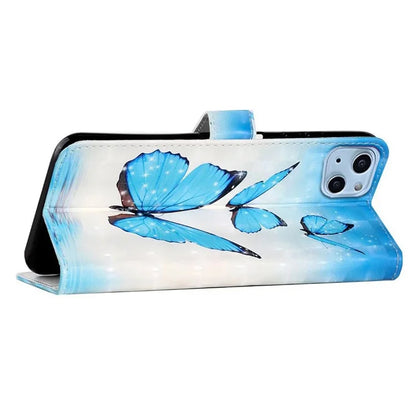 For iPhone 15 Wallet Case PU Leather Pattern Printing Stand Phone Cover