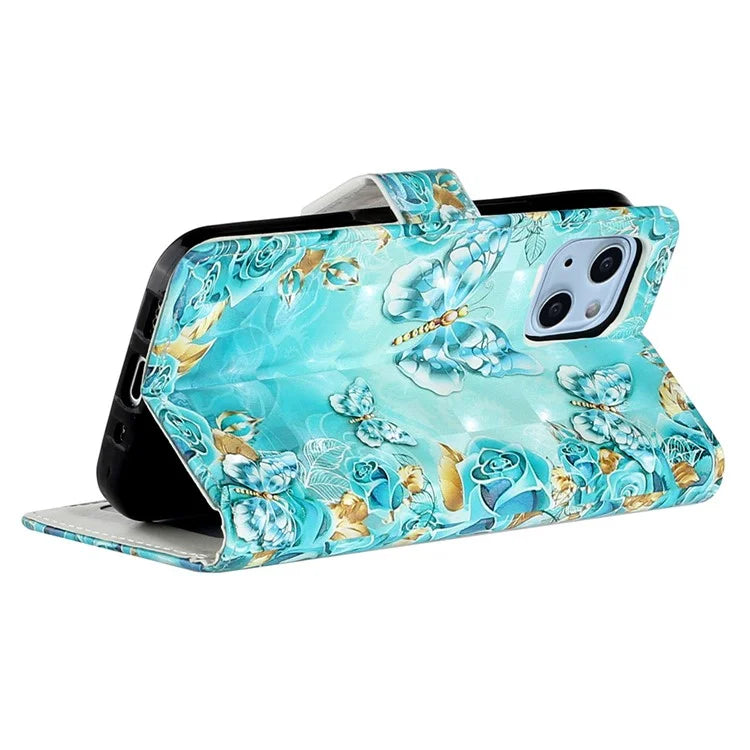 For iPhone 15 Plus Leather Case Pattern Printing Stand Wallet Phone Cover
