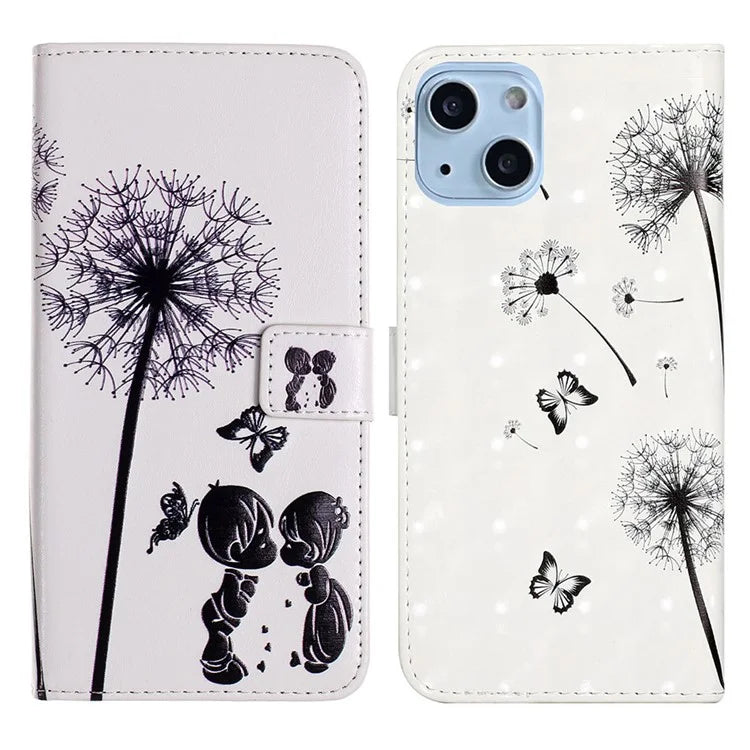 For iPhone 15 Plus Leather Case Pattern Printing Stand Wallet Phone Cover