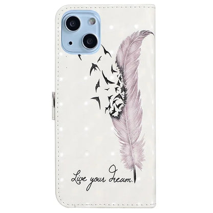 For iPhone 15 Plus Leather Case Pattern Printing Stand Wallet Phone Cover