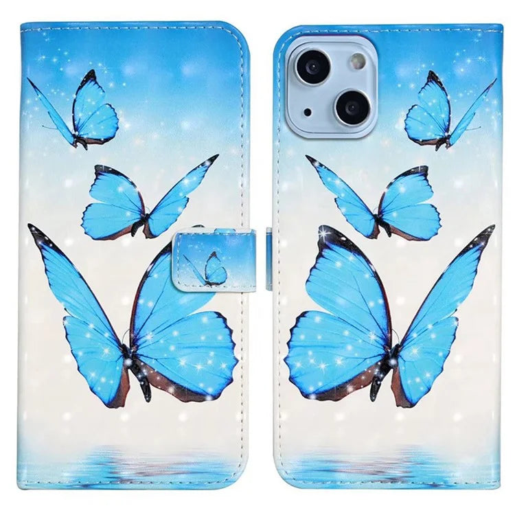 For iPhone 15 Plus Leather Case Pattern Printing Stand Wallet Phone Cover