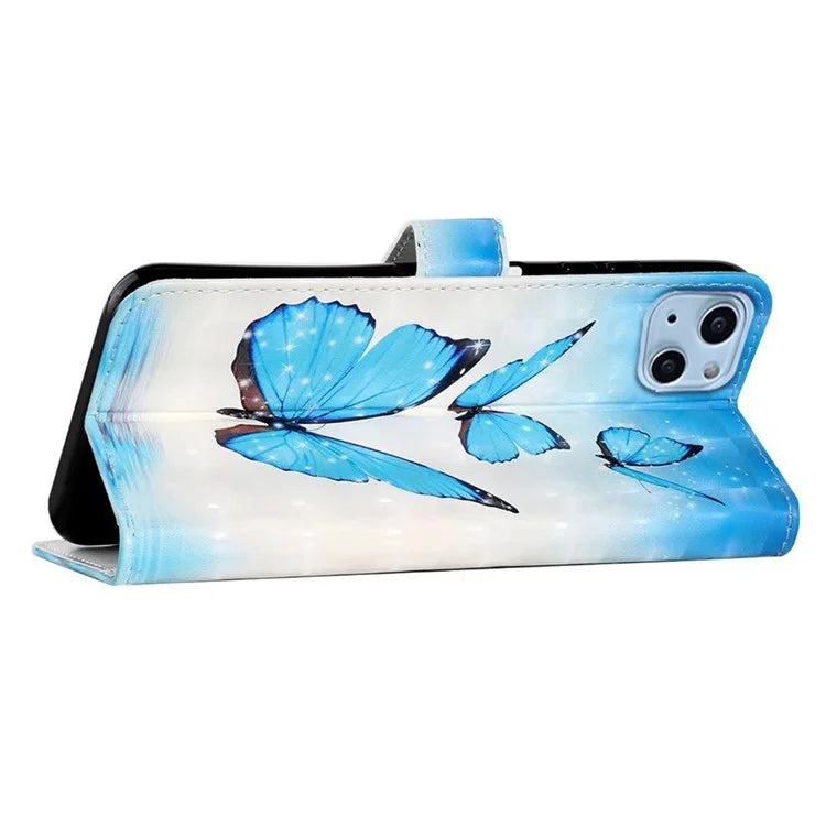 For iPhone 15 Plus Leather Case Pattern Printing Stand Wallet Phone Cover
