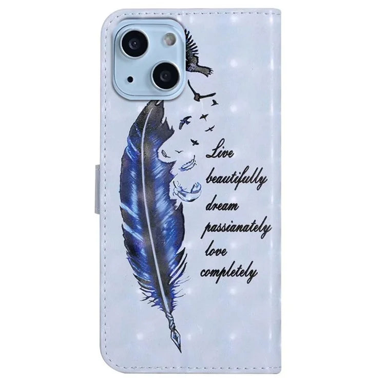 For iPhone 15 Plus Leather Case Pattern Printing Stand Wallet Phone Cover