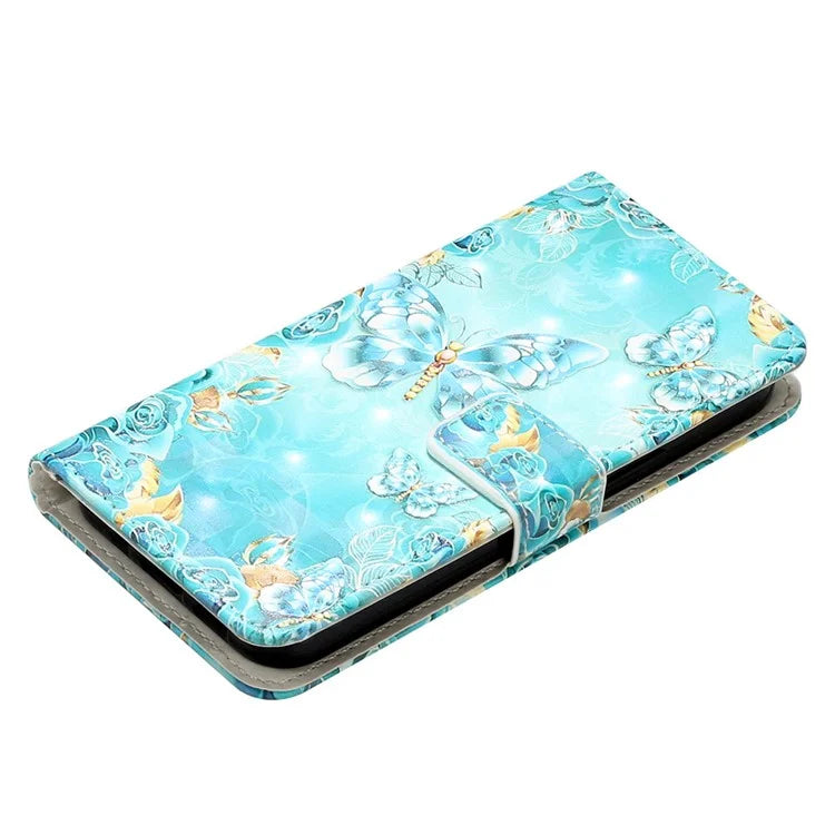 For iPhone 15 Pro Phone Leather Case Pattern Printing Stand Protective Cover