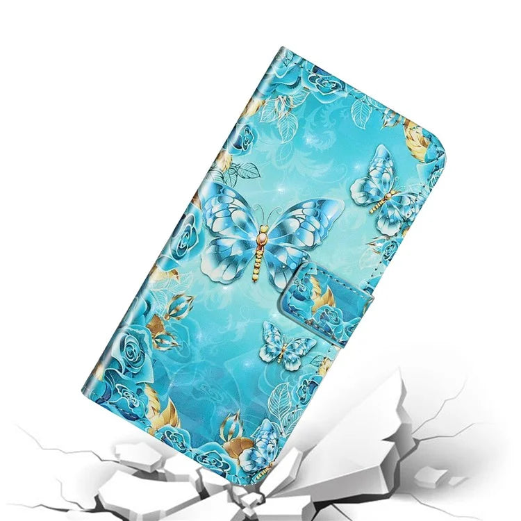 For iPhone 15 Pro Phone Leather Case Pattern Printing Stand Protective Cover