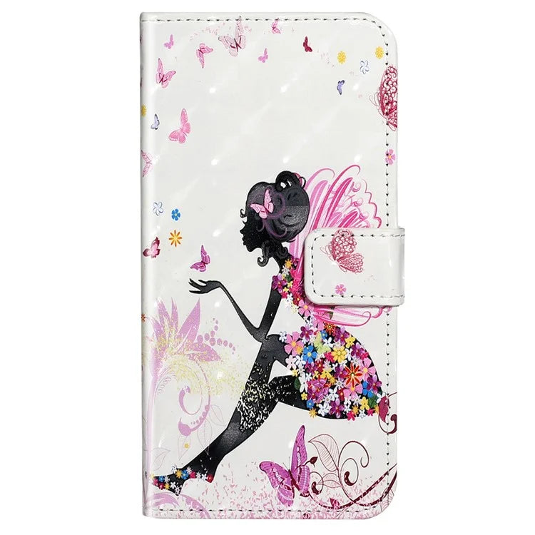 For iPhone 15 Pro Phone Leather Case Pattern Printing Stand Protective Cover