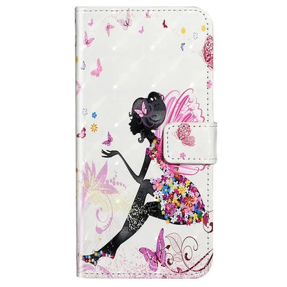 For iPhone 15 Pro Phone Leather Case Pattern Printing Stand Protective Cover