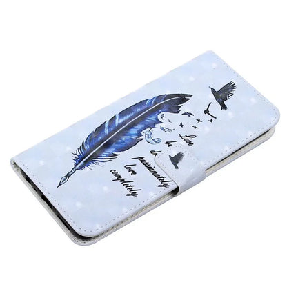For iPhone 15 Pro Phone Leather Case Pattern Printing Stand Protective Cover
