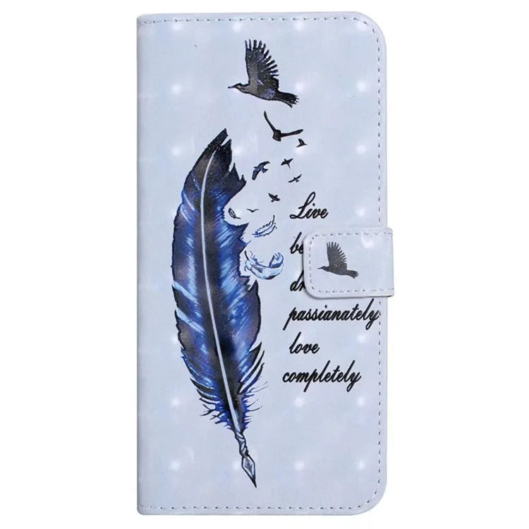 For iPhone 15 Pro Phone Leather Case Pattern Printing Stand Protective Cover