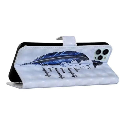 For iPhone 15 Pro Max Phone Case PU Leather Stand Pattern Printing Cover
