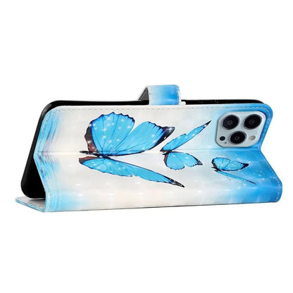 For iPhone 15 Pro Max Phone Case PU Leather Stand Pattern Printing Cover